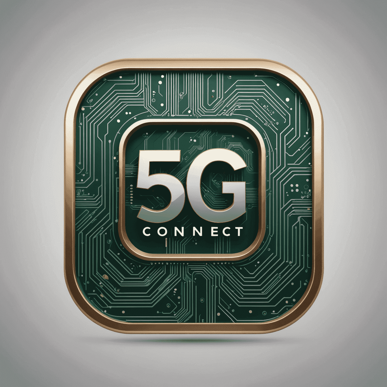 5G Connect Logo - A sleek, modern design with metallic finish and circuit board patterns